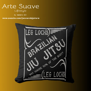 BJJ Leg Lock vintage retro black and grey Throw Pillow