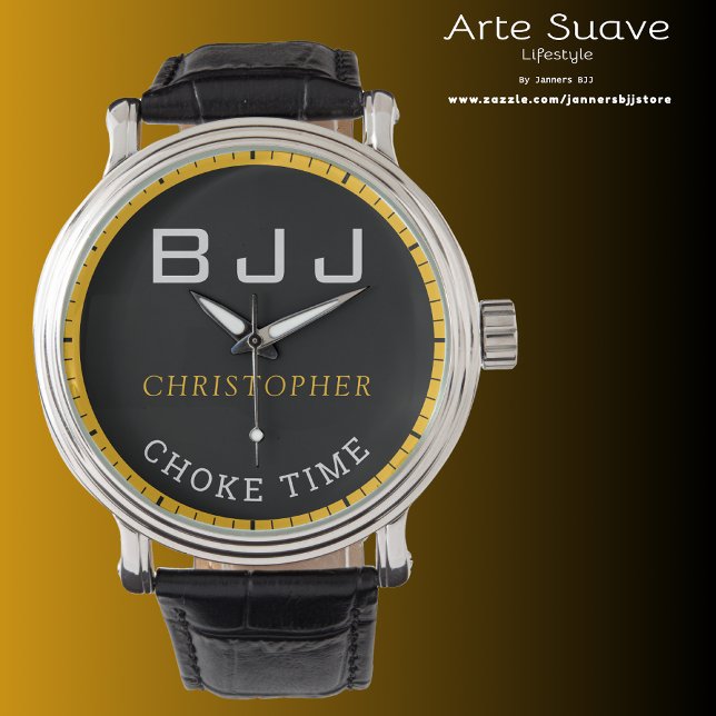 BJJ Personalized Black Choke Time Jiu Jitsu Watch (BJJ Choke Time men's watch.)