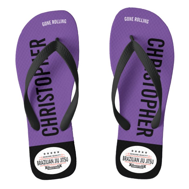 BJJ Purple Belt Genuine Quality Gone Rolling Flip Flops (Footbed)
