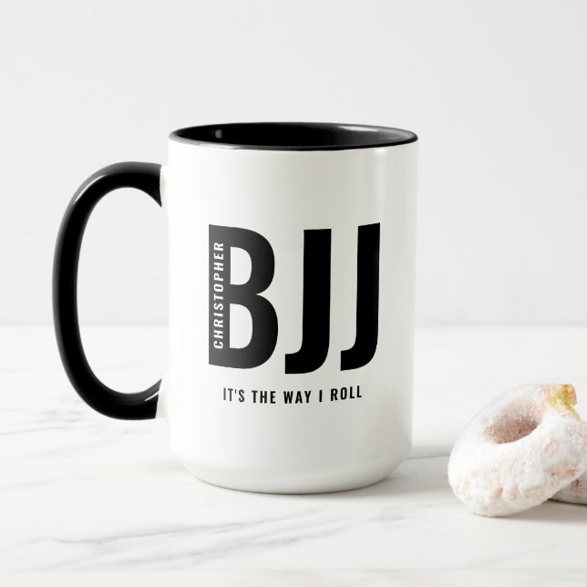 BJJ The Way I Roll Add Your Name Jiu Jitsu Large Mug (With Donut)