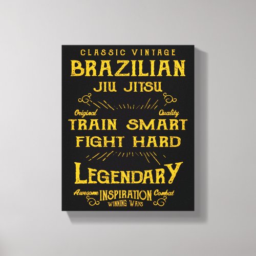 BJJ Train Smart Fight Hard Vintage Jiu Jitsu Canvas Print