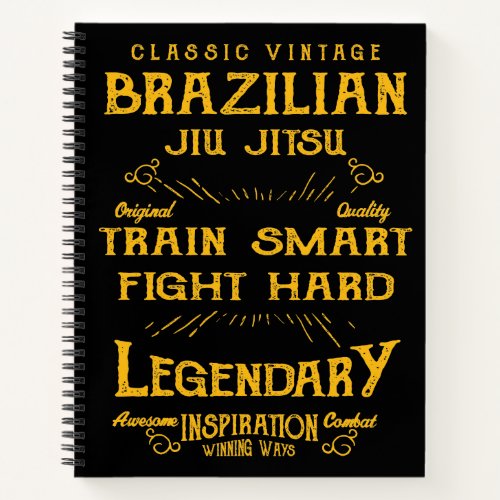 BJJ Train Smart Fight Hard Vintage Jiu Jitsu Notebook