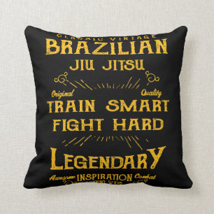 BJJ Train Smart Fight Hard Vintage Jiu Jitsu Throw Pillow