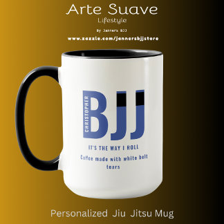 BJJ Way I Roll Add Your Name Jiu Jitsu Blue Belt Mug