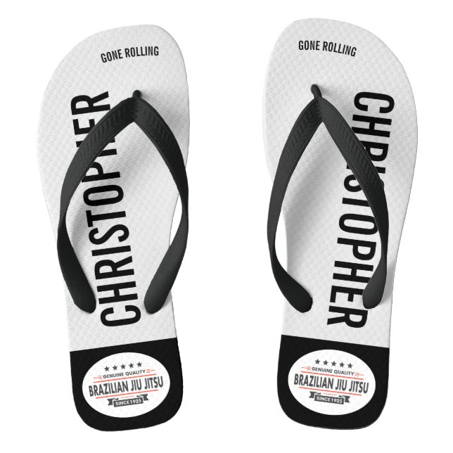 BJJ White Belt Genuine Quality Gone Rolling Flip Flops (Footbed)