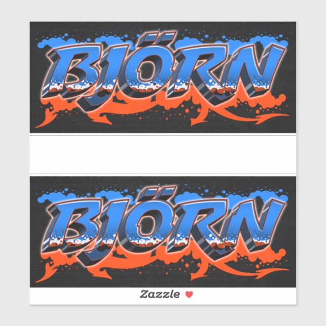 Björn First Name Graffiti Sticker (Sheet)
