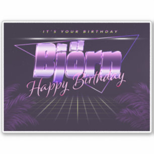 Bjorn Name First Name purple retro sticker birthda