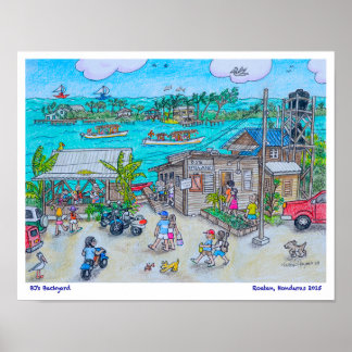 BJ's Backyard, Roatan, Honduras Poster