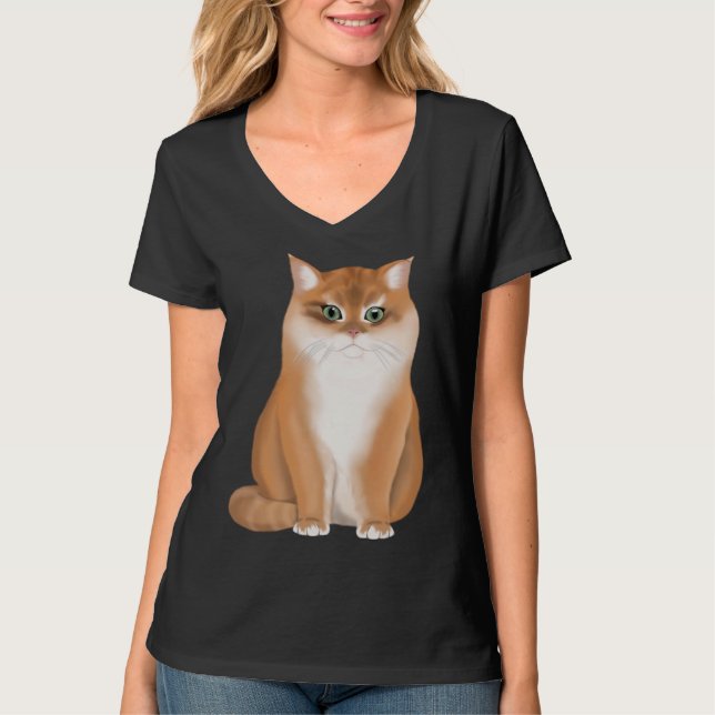 BKH British Short Hair Cat Black Golden Shaded T-Shirt (Front)