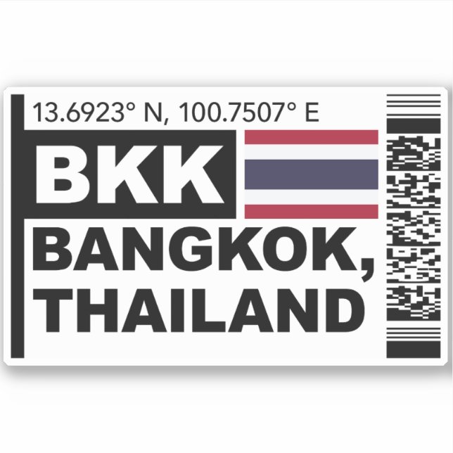 BKK Bangkok Boarding Pass - Thailand Travel Sticker (Front)