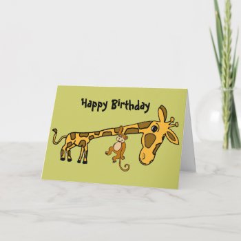 Bl- Funny Monkey And Giraffe Birthday Card by inspirationrocks at Zazzle
