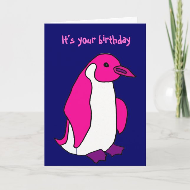 BL- Pink Penguin Birthday Card (Front)