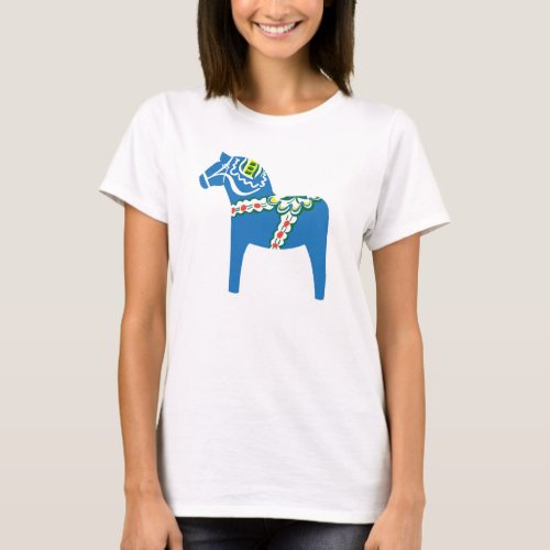 Bl Dalahst  Dala horse blue T_Shirt