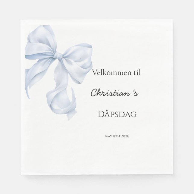Blå sløyfe Barnedåps servietter Napkins (Front)