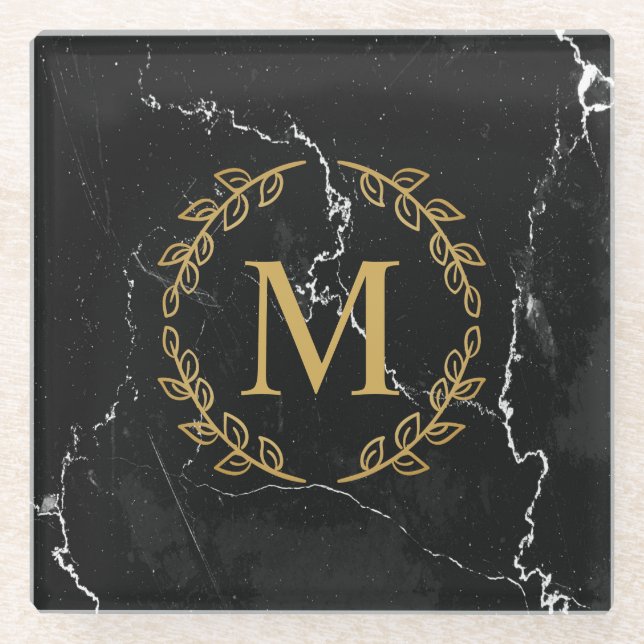 Blacj Marble Glass Coaster (Front)