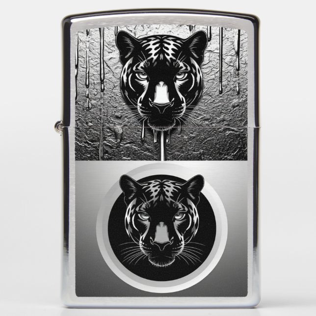 Blacj Panther With Dripping Paint Effect 🐆 Zippo Lighter (Front)