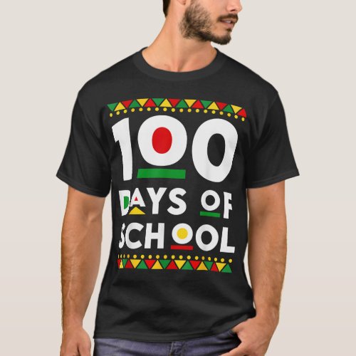 Black 100 Days Of School African American 100th Da T_Shirt