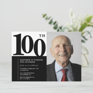 Black 100th birthday invitations Elegant Chic