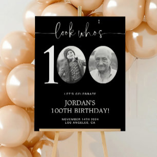 Black 100th Birthday Welcome Poster
