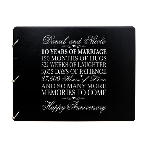 Black 10th Wedding Anniversary Guest Book