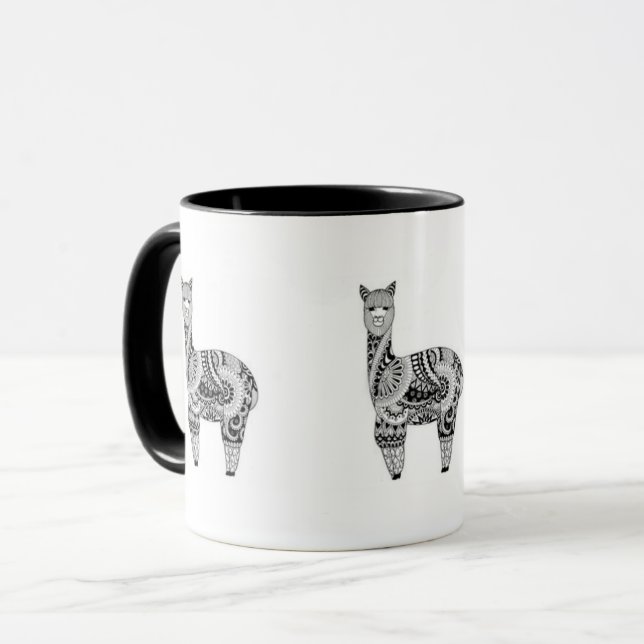 Black 11 oz Combo Alpaca Mug (Front Left)
