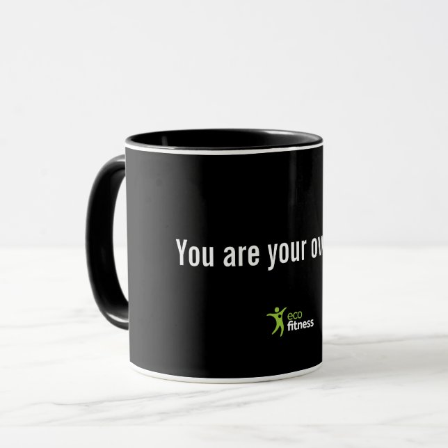 Black 11 oz Mug | Eco Fitness Limits (Front Left)