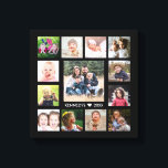 Black  13 Photo Collage Family Name Personalized  Canvas Print<br><div class="desc">Create your own photo collage wrapped canvas print with 13 of your favorite pictures on a Black background.Personalize with family name and established date.</div>