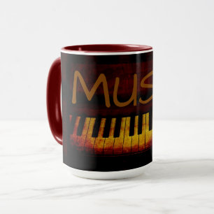 Black 15 oz Combo Music Mug w/Piano