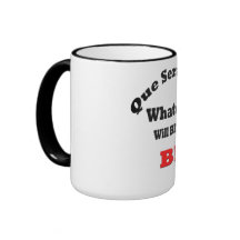 Black 15 oz Ringer Mug-que sera sera