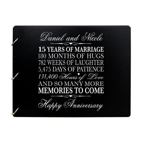 Black 15th Wedding Anniversary Guest Book