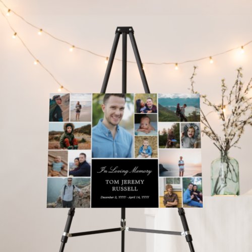 Black 16 Photo Collage In Loving Memory Foam Board