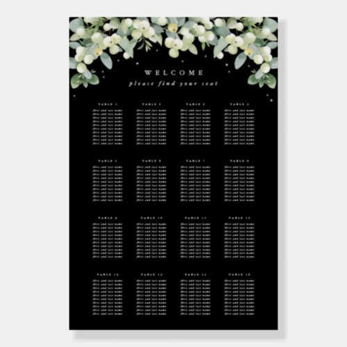 Black 16 Tables of 10 Wedding Seating Chart Foam Board