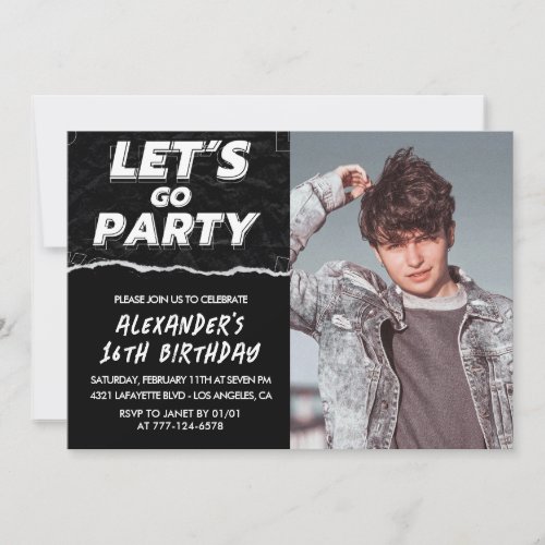 Black 16th birthday invitations Men Photo 