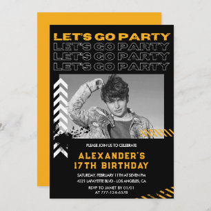 Black 17th birthday invitations Men Photo Spray