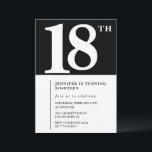 Black 18th birthday invitation Elegant Chic Simple<br><div class="desc">Black 18th birthday invitation Elegant Chic Simple calligraphy typography classic elegant</div>