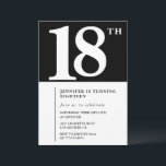 Black 18th birthday invitation Elegant Chic Simple<br><div class="desc">Black 18th birthday invitation Elegant Chic Simple calligraphy typography classic elegant</div>