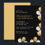 Black 18th birthday invitations Gold Balloon<br><div class="desc">Black and gold 18th birthday invitations modern simple calligraphy typography feminine milestone classic elegant glam celebration</div>