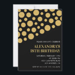 Black 18th birthday invitations Gold Confetti<br><div class="desc">Black 18th birthday invitations Gold Confetti Modern glitter sparkle glam elegant</div>