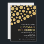 Black 18th birthday invitations Gold Confetti<br><div class="desc">Black 18th birthday invitations Gold Confetti Modern glitter sparkle glam elegant</div>