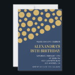Black 18th birthday invitations Gold Navy<br><div class="desc">Black 18th birthday invitations Gold Navy glam modern sparkle glitter</div>