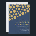 Black 18th birthday invitations Gold Navy<br><div class="desc">Black 18th birthday invitations Gold Navy glam modern sparkle glitter</div>