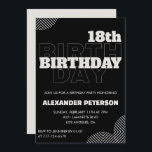 Black 18th birthday invitations Men Party<br><div class="desc">Black 18th birthday invitations Men Party modern</div>