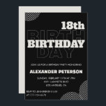 Black 18th birthday invitations Men Party<br><div class="desc">Black 18th birthday invitations Men Party modern</div>