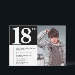 Black 18th birthday invitations Modern Chic Photo<br><div class="desc">Black 18th birthday invitations Modern Chic Photo calligraphy typography classic elegant man male</div>