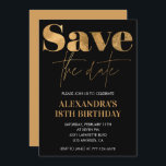 Black 18th birthday invitations Save the date Gold<br><div class="desc">Black 18th birthday invitations Save the date Gold</div>