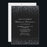 Black 18th birthday invitations Silver Glitter<br><div class="desc">Black 18th birthday invitations Silver Glitter Chic Modern Elegant Glam Sparkle</div>
