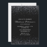 Black 18th birthday invitations Silver Glitter<br><div class="desc">Black 18th birthday invitations Silver Glitter Chic Modern Elegant Glam Sparkle</div>