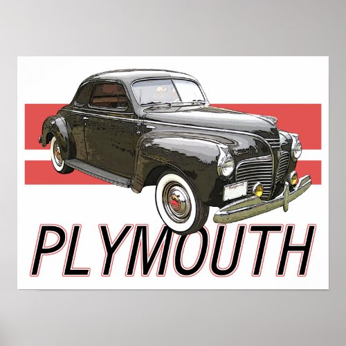 Black 1941 Plymouth w/ red graphics Poster