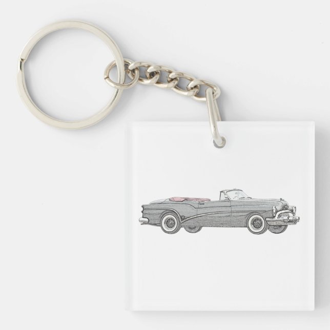 Black 1953 Buick Skylark Convertible Coupe Acrylic Keychain (Front)