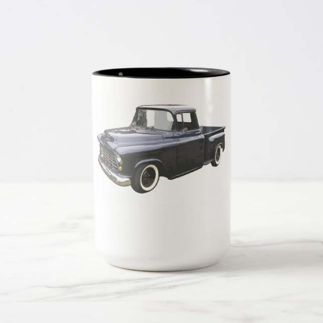Black 1956 Chevrolet Pickup Two-Tone Coffee Mug (Center)